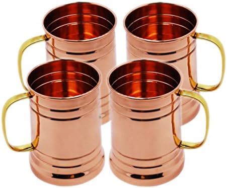 STREET CRAFT Set of 4 Copper Tankard Large Moscow Mule Mug Copper Mugs Capacity 20 Ounce