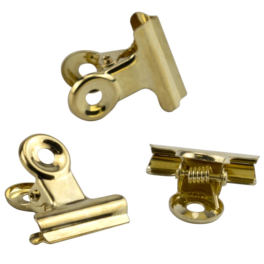 Photo 1 of 50 Pcs Gold Metal Hinge Clips Small Bulldog Clips Hinge Binder Clips Mini Clamps Metal Binder Clip Bulldog Binder Paper Clips for Hanging Photos, Office, Paper, Price Tags