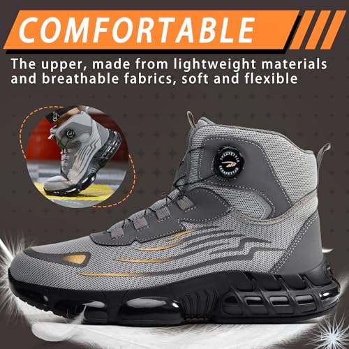 COOU Safety Boots for Men Women Lightweight Safety Shoes with Breathable Steel Toe Comfortable Non-Slip Work Boots