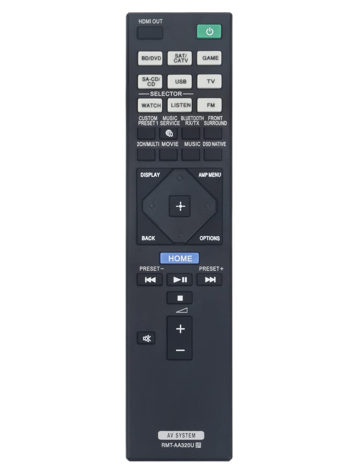 VINABTY Replacement Remote Control Fit for Sony Multi Channel AV Receiver RMT-AA320U