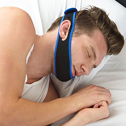 Snoring Chin Strap,Adjustable Anti Snore Chin Strap Support, Stop Snoring- Natural and Instant Snore Relief Jaw Belt with 12cm Magic Tape (Blue)