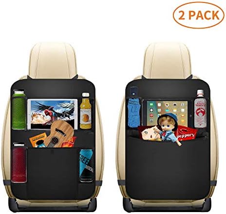 Backseat Car Organizer- ASANMU Kick Mats for Kids Back Seat Protector with Clear Touch Screen 10" Tablet Holder + Multi Storage Pockets for Toy Bottle Book Drink, Travel Accessories for Car Trip