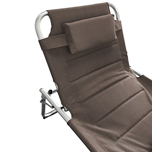 Mojawo XXL Gartenliege Sonnenliege Relaxliege Liege Aluminium mit Kissen gepolstert klappbar Taupe L200xB70xH45/95cm – Bild 4