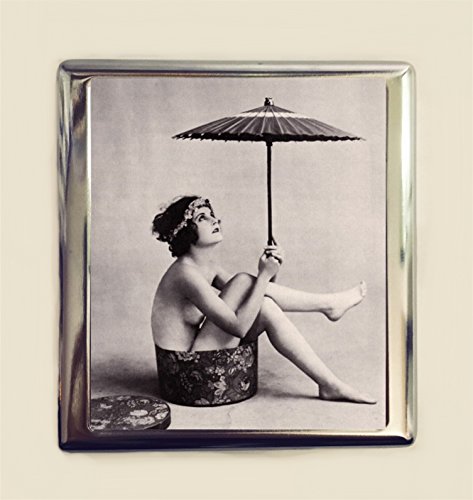 Flapper Art Deco Cigarette Case Business Card ID Holder Wallet Umbrella Hat Box 1920s Jazz Age