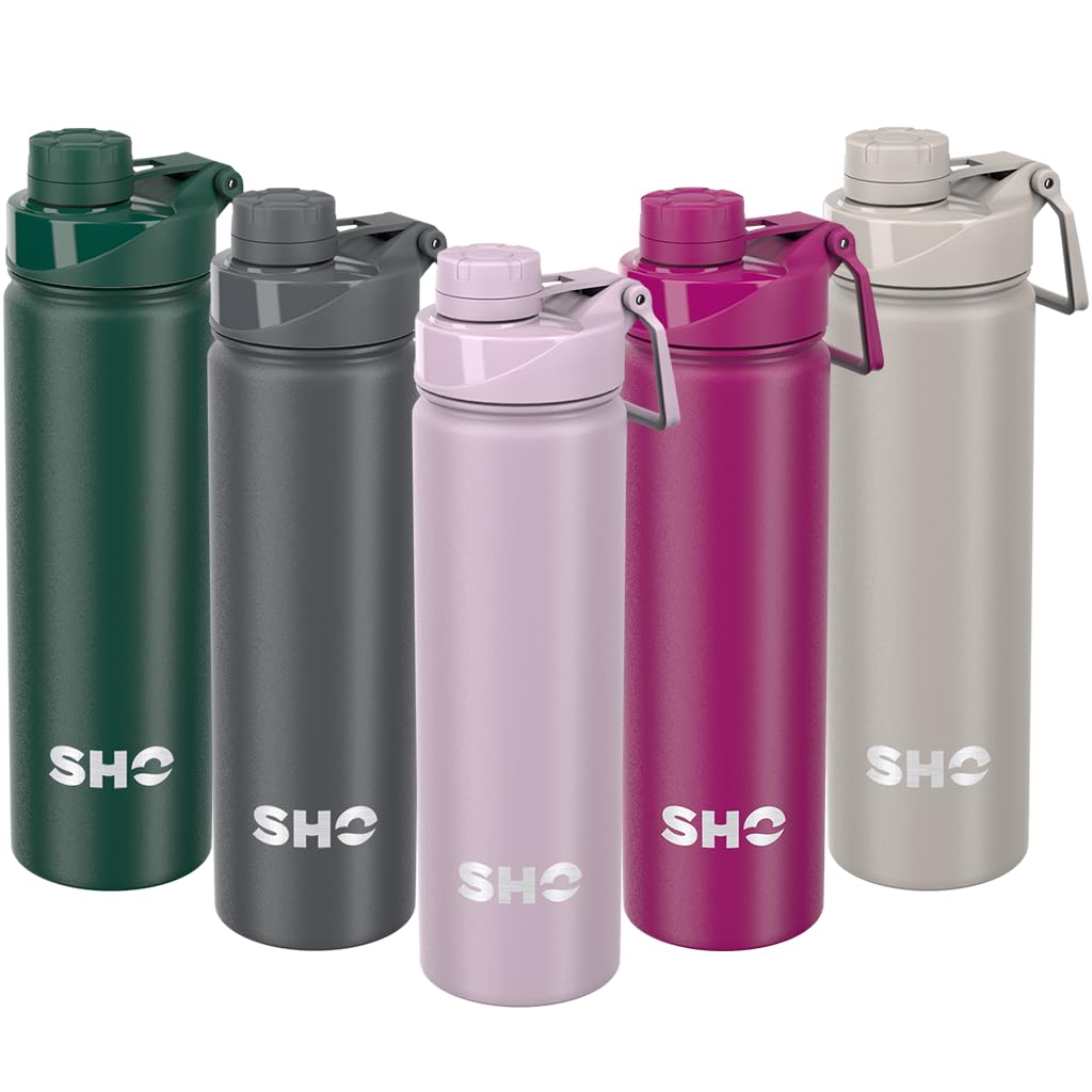 SHO Stainless Steel Sports Bottle - Leak Proof, BPA Free, No Sweat, Vacuum Insulated Double Walled Metal Flask Water Bottle - 12 Hours Hot 24 Hours Cold (660ml Pale Lavender) — image 1