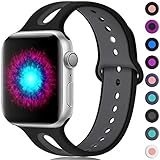 Haveda Sport Bands Compatible for Apple watch 44mm band series 5 series 4, Soft apple 5 wrist Comfortable Women iWatch 42mm Bands for Apple Watch Series 3 Series 2/1, Men Kids 42mm/44mm M/L Black/Grey