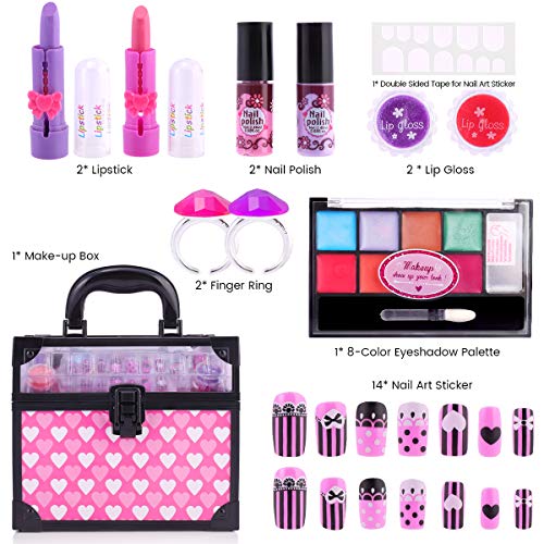 SHANNA Kids Makeup Kit for Girl, 12 Pcs Realistic Washable Non Toxic Pretend Makeup for Kids Girls Toddler 3 4 5 6 7 8 Year Old - Play Makeup for Little Girls