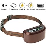 LoveHome 2018 Upgraded Version Stop Bark Collar-Rechargeable and Rainproof Dog Controled Collar 7 Levels Sensitivity Shock Vibration and Beep adjustable with LCD Display for All Size Dogs