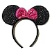 Rush Dance Red Minnie Mouse Ears Birthday Party Favor Bow Accessories Headband (Hot Pink Sequins)