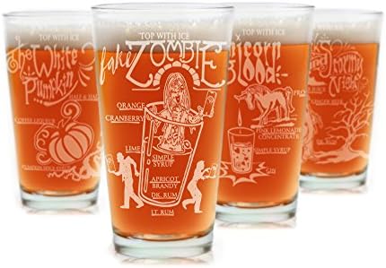 Horror Show Cocktail Recipe Set of 4 Pint Glasses: Murder Your Party Game Dead!