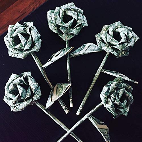 Origami Money Rose Flower 10 Real 1 Dollar Bills Graduation Valentine Unique Gift Silk Flower Arrangements