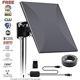 HDTV Antenna 160 Miles Amplified Digital Outdoor Indoor Signal Reception with Amplifier Booster 360 Degree Reception for FM/VHF/UHF, 32.8 Feet Long Coaxial Cable Weatherproof Lightning Protection