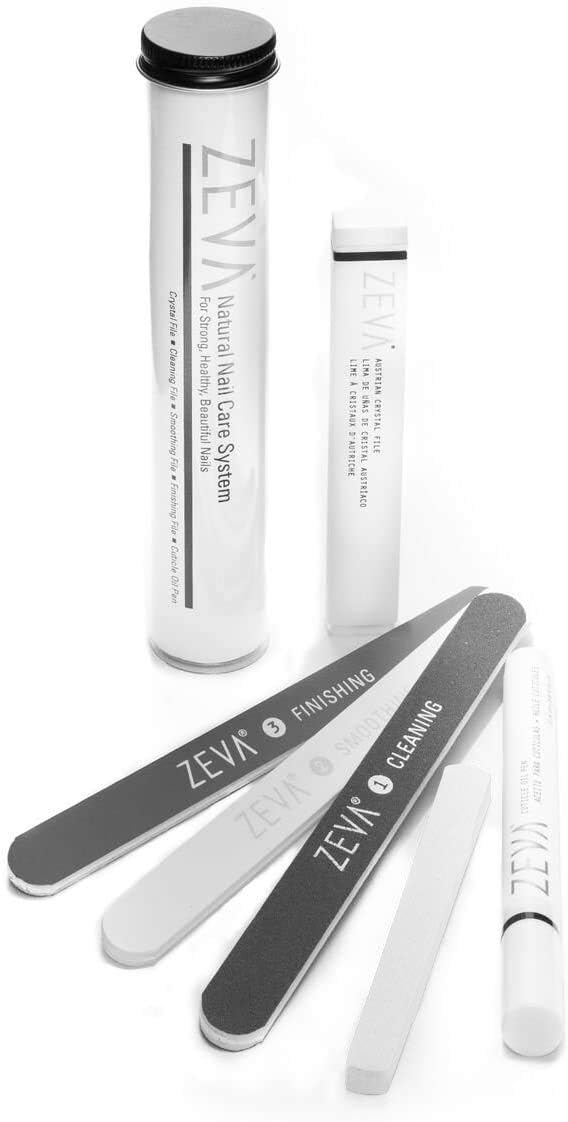 ZEVA 5-Piece Natural Nail Care File & Buffing System - Professional Nail Grooming Set - Complete Nail Care Kit for Beautiful Manicure and Pedicure in a Compact Case Ideal for Travel: Health & Personal Care