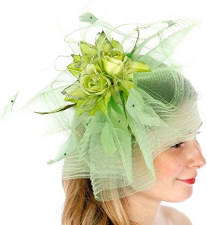fashion2100 Fascinator With Glittered Rose Lime