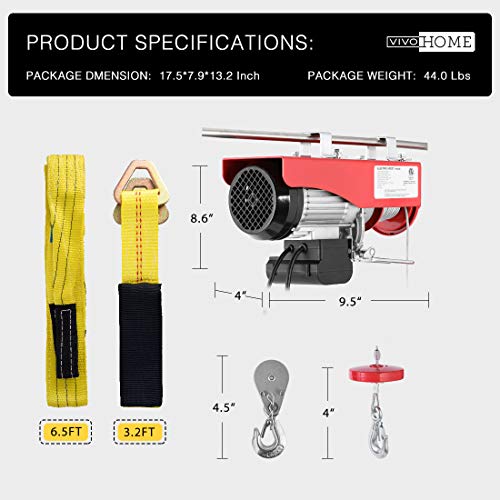 VIVOHOME Electric Hoist, 110V 1320 Lbs Winch with Remote Control, Zinc-Plated Steel Wire Hoist for Garage, Warehouses, Factories 38ft Lifting Height with Emergency Stop Switch ETL Listed - Image 7