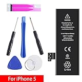 GOGO ROADLESS iPhone 5 Battery Replacement, Complete Repair Tools Kit & Adhesive, High Capacity(1440mAh) Battery for iPhone 5 - [12-Month Warranty]