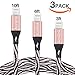 Aonlink Lightning Cable 3Pack 3FT 6FT 10FT Nylon Braided iphone Charger USB Charging Cord, Compatible with iPhone X/8 Plus/8/7/7 Plus/6s/6s Plus/6/6 Plus and more(Black Pink)