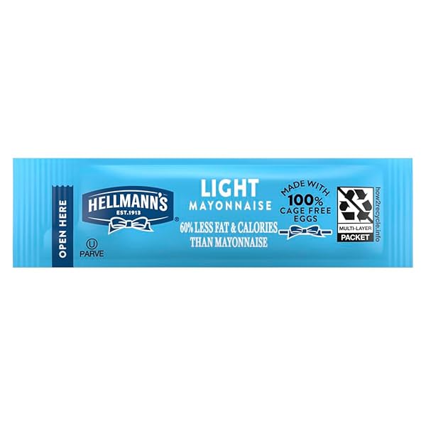 HELLMANN’S LIGHT MAYONNAISE STICK PACKETS EASY OPEN, CONDIMENT...