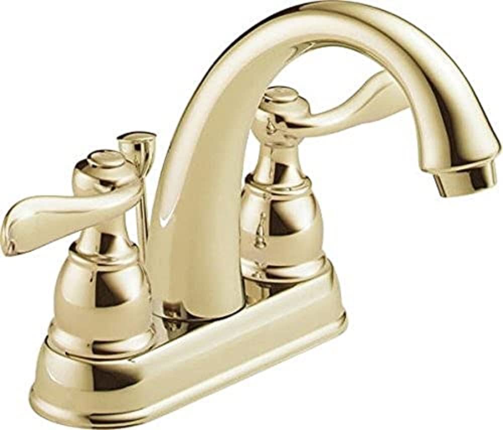 Delta Windemere B2596LF-PB Two Handle Centerset Bathroom Faucet, Polished Brass