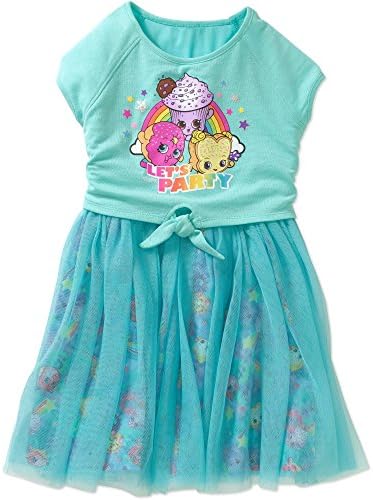 Shopkins Girls Dress with Tutu Bottom Short Sleeve Summer Dress (7-8, Blue)