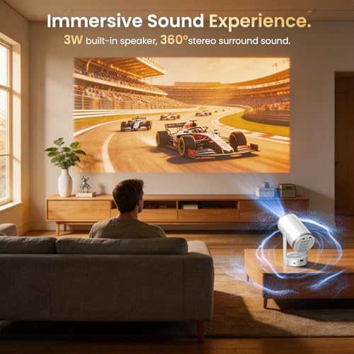 Projector HD, 1080P 4K Support Mini Projectors Auto Focus & Keystone 22000 Lumen 260 ANSI Bightness WIFI 6 & Bluetooth 3 Mount Way 180° Rotatable 30-200" Theatre for Match Game/Bedroom/Outdoor