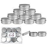 Beauticom Aluminum Silver Tin Metal Storage Containers with Screwtop Lids for DIY Beauty, Cosmetics, Accessories, Travel and More! (12 Pieces, 30G)