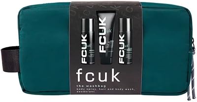 FCUK Urban Grooming Wash Bag Gift Set Hair Body Wash Spray 300ml 200ml