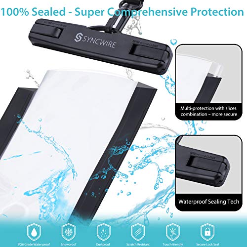 Syncwire Waterproof Mobile Phone Case Underwater Waterproof – Pack of 2 (7 Inches) 2021 Waterproof Mobile Phone Case for iPhone 14 13 12 11 Pro XS Max Mini SE XR X 8 7 6+, Samsung Galaxy, Huawei etc