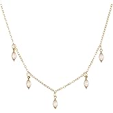 ARAVOP Diamond Necklaces for Women 18K Gold Plated Cubic Zirconia Solitaire Pendant Necklace Dainty Teardrop Necklace Trendy CZ Lariat Bridesmaid Necklace