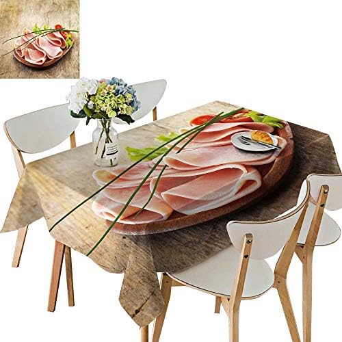 UHOO2018 Polyester Fabric Tablecloth Square/Rectangle Pork ham on Wooden plaate Summer & Outdoor Picnics,50 x 77inch