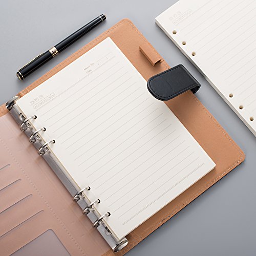2 Pack A5 Refill Lined Paper 6 Ring Binder Filler Paper Inserts for Refillable Loose Leaf Journal Notebook Diaries, 5.5" x 8.2" 100 Sheets/200 Pages, Eye Protection Light Yellow