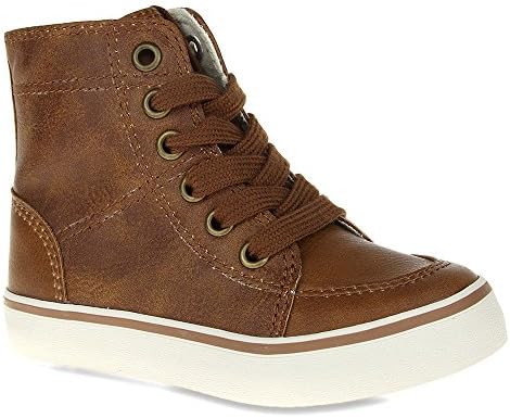 Nina Shoes Boys BRANDON HI-TOP LACE-UP, Brown Crazy Horse, 8 M US Toddler