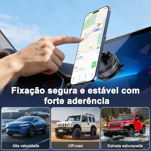 Tobeape Suporte Magnético para Carro com Sucção a Vácuo, Compatível com MagSafe, Ventosa Dobrável 360°, para Espelho e Academia, Ímã Super Forte até 55N