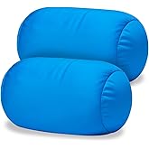 Focustree Squishy Microbead Bean Neck Pillow 2Pcs Bolster Tube Body Pillow for Sleeping Smooth Cool Touch Fabric Neck & Back Support Throw Travel Pillow Fun Colors (Sky Blue 2Pcs)