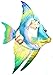 Beautiful Unique Colorful Nautical Angel Fish Metal Shell Wall Art