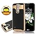 LG K7 Case, Fastbee [Envoy Series] Premium TPU & PC Bumper Cover [Carbon Fiber Black] for LG K7 ( 2016 ) - Carbon Fiber Black / Gold