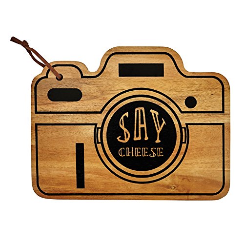 Retro Camera Say Cheese Board - Cedar Wood Cutting Board - 9" X 6"