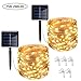 Cusomik Solar Powered String Lights, 200 LED Copper Wire Lights, 75ft 8 Modes Starry Lights, IP65 Waterproof Fairy Christmas Decorative Lights for patio,Wedding,Party,UL588 and TUVus Approved 2 pack