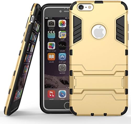 iPhone 6/6S Plus Case,Elech [Drop Protection] Soft TPU &amp; Hard PC [Heavy Duty ]Anti-Scratch Hybrid Armor Case with Kickstand for iPhone 6/6S Plus - Gold