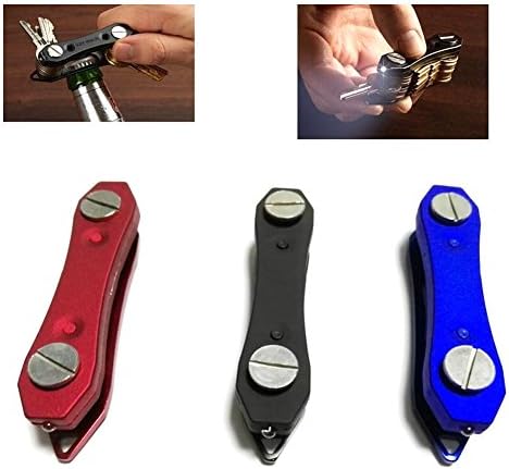 with led light and bottle opener key clip Smart Key Holder Best Extended Keychain Organizer Made of Lightweight stainless steel Holds (Red)
