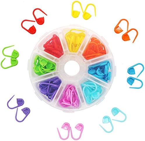 Dreecy Locking Stitch Markers Knitting Stitch Counter Multi-Colored Crochet Stitch Needle Clip with Storage Box,104 Pieces