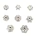 Aprilsky 650 pcs Assorted Antique Silver Spacer Metal Bead Caps Tibetan Silver Charms for Jewelry Making Mix Lot with Container