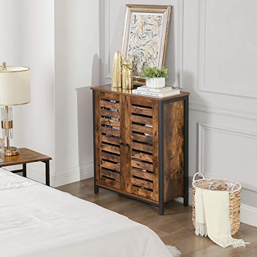 VASAGLE Stehschrank, Aufbewahrungsschrank, Schrank, Akzent-Beistellschrank, Sideboard mit Lamellentüren, multifunktional… – Bild 5