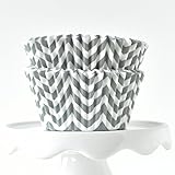 Chevron Gray BakeBright Greaseproof Cupcake Liners
