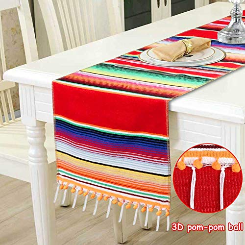 AerWo Mexican Table Runner Upgraded Serape Table Runner, Handwoven