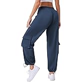 Women's Cargo Pants Water Resistant Lightweight Drawstring Hiking Joggers Base Jump Parachute Pants