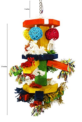 Birds LOVE Octoblock Wood Tower Toy with Spoons for Extra Large Birds Blue & Gold Macaws Military Macaws Moluccan Cockatoos Green-Winged Macaws and Similar Sized Birds