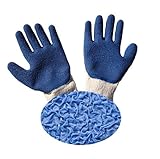 G & F 1511L-DZ Rubber Latex Coated Work Gloves for Construction, Blue, Crinkle Pattern, Men's Large (Sold by dozen, 12 Pairs)