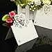 Jypc 50pcs Wedding Party Table Name Place Cards Favor Decor Love Heart Laser Cut Design (White)