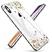 GVIEWIN Compatible for iPhone Xs/X Case, Clear Flower Pattern Design Soft & Flexible TPU Ultra-Thin Shockproof Transparent Floral Cover, Cases iPhone X/iPhone 10 (Spring Flowers/Orange)